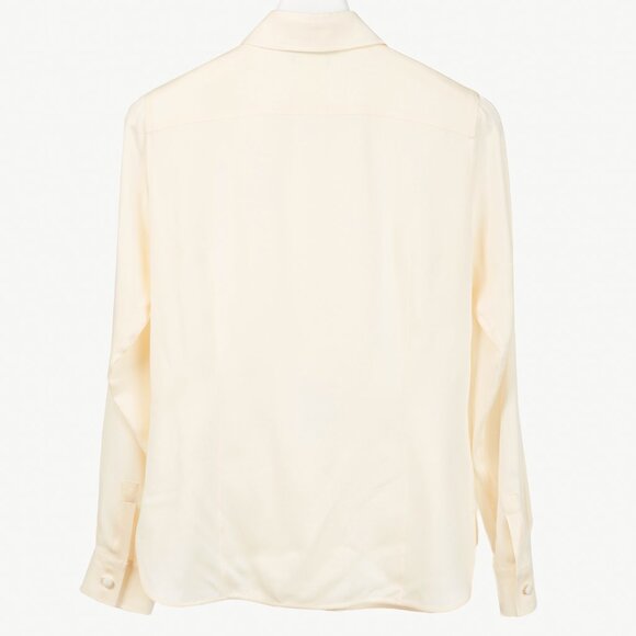 Max Mara Filmato Ivory Silk Crepe de Chine Buttoned Blouse - Picture 3 of 11